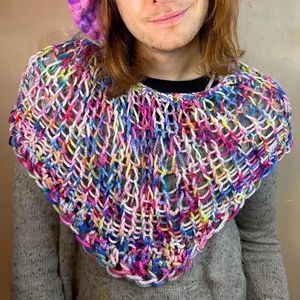 Barbie Shawl collar piece crochet skirt top poncho confetti cape top sweater